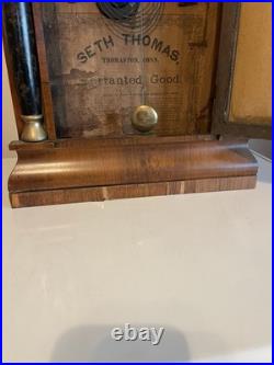 Antique Seth Thomas O. G. Weights Driven Column Clock 30-Hour, Time/Strike