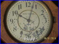 Antique Seth Thomas Oak Case Wall Clock- Works