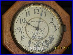 Antique Seth Thomas Oak Case Wall Clock- Works