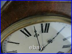 Antique Seth Thomas Oak Octagonal School Regulator Wall Clock Hour Chime Works