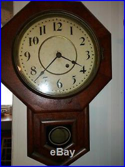 Antique Seth Thomas Octagon School House Wall Clock