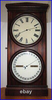 Antique Seth Thomas Office No. 2 Weight Driven Double Dial Calendar Clock 8-Day
