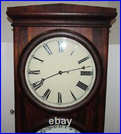Antique Seth Thomas Office No. 2 Weight Driven Double Dial Calendar Clock 8-Day