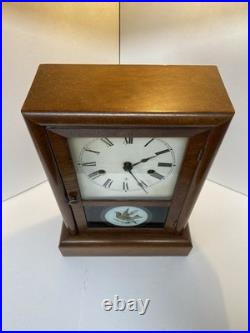 Antique Seth Thomas Ogee Mantel Clock Working Strike Reverse Bird Glass Key USA
