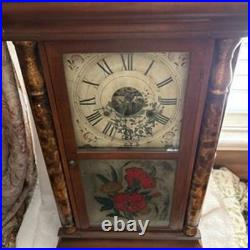 Antique Seth Thomas Ogee Shelf Clock Reverse Painted Tablet Burl Columns As Is