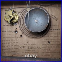 Antique Seth Thomas Ogee Style Mantel Clock Reverse Painted Bird Motif