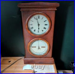 Antique Seth Thomas Patent 1876 Double Dial Office Clock Clean Condition + Key