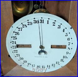 Antique Seth Thomas Patent 1876 Double Dial Office Clock Clean Condition + Key