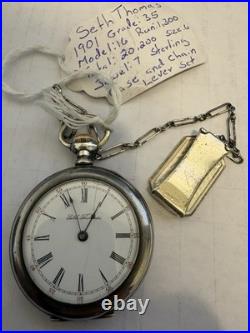 Antique Seth Thomas Pocket Watch Grade 35 7J Lever Set Runs 48g with Chain