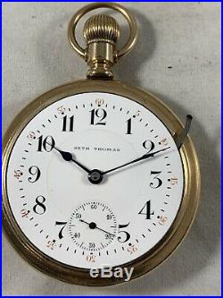 Antique Seth Thomas Pocket Watch Running Lever Set Railroad Gold Filled RUNNING
