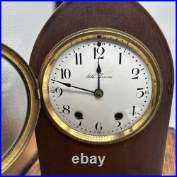 Antique Seth Thomas Porcelain Dial Mahogany Cathedral Mantel Clock As Is