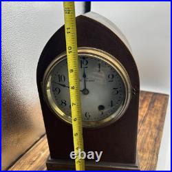 Antique Seth Thomas Porcelain Dial Mahogany Cathedral Mantel Clock As Is