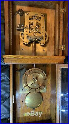 Antique Seth Thomas Program Master Wall Clock Key Wind Complete Running Cond