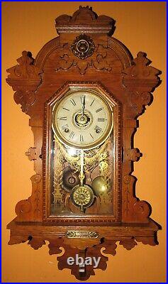 Antique Seth Thomas Queen Beei Hanging Kitchen Wall Clock With Alarm 8-day