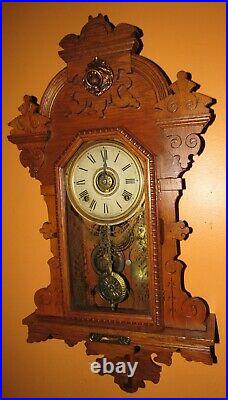 Antique Seth Thomas Queen Beei Hanging Kitchen Wall Clock With Alarm 8-day