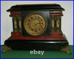 Antique Seth Thomas Red Adamantine Milo Art Noveau Mantel Chime Clock Working