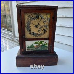 Antique Seth Thomas Reverse Painted Mantle Clock with Bird