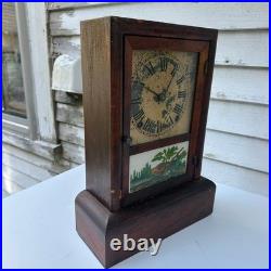 Antique Seth Thomas Reverse Painted Mantle Clock with Bird