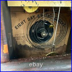 Antique Seth Thomas Reverse Painted Mantle Clock with Bird