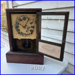 Antique Seth Thomas Reverse Painted Mantle Clock with Bird