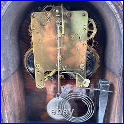 Antique Seth Thomas Round Top Tombstone Clock Runs, Chimes, Withkey, Inlay