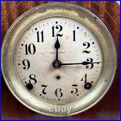 Antique Seth Thomas Round Top Tombstone Clock Runs, Chimes, Withkey, Inlay