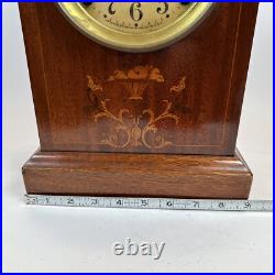 Antique Seth Thomas Round Top Tombstone Clock Runs, Chimes, Withkey, Inlay