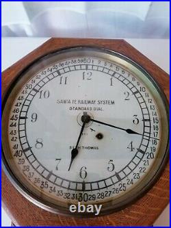Antique Seth Thomas Santa Fe Railway Systems Pendulum Clock With Service Card/Tags