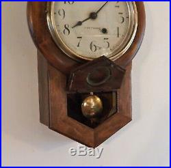Antique Seth Thomas School House Wall Clock Circa 1924 Nice Oak Case