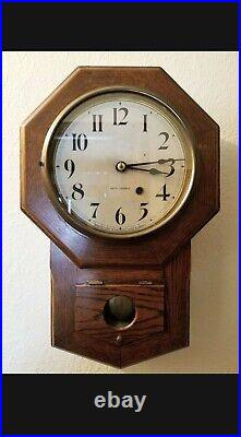 Antique Seth Thomas School Room Wall Clock Rare Size