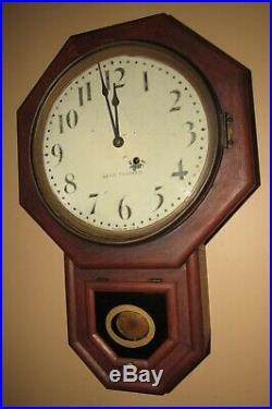 Antique Seth Thomas Schoolhouse 8-Day Time Wall Regulator Clock, Key-wind