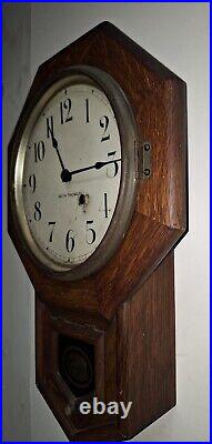 Antique Seth Thomas Schoolhouse Regulator Wall Clock 8-Day Working Movement 41AE
