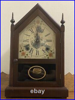 Antique Seth Thomas Sharon Mahogany Steeple Mantle Clock With Key