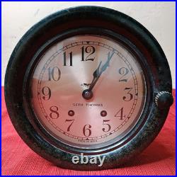 Antique Seth Thomas Ship's Bell Clock 1921 US Maritime TESTED WORKS NO KEY