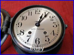 Antique Seth Thomas Ship's Bell Clock 1921 US Maritime TESTED WORKS NO KEY