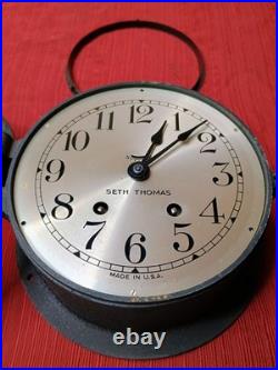 Antique Seth Thomas Ship's Bell Clock 1921 US Maritime TESTED WORKS NO KEY