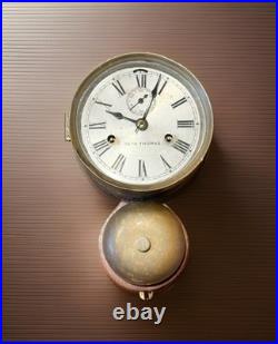 Antique Seth Thomas Ship's Bell Clock Brass Marine Wall Clock Roman Dial