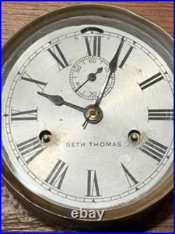 Antique Seth Thomas Ship's Bell Clock Brass Marine Wall Clock Roman Dial