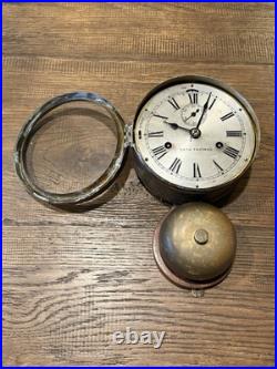 Antique Seth Thomas Ship's Bell Clock Brass Marine Wall Clock Roman Dial