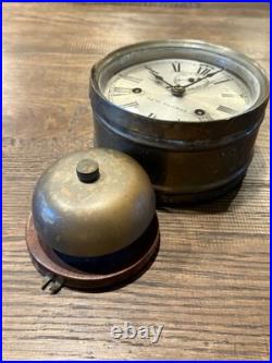 Antique Seth Thomas Ship's Bell Clock Brass Marine Wall Clock Roman Dial