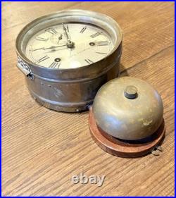 Antique Seth Thomas Ship's Bell Clock Brass Marine Wall Clock Roman Dial