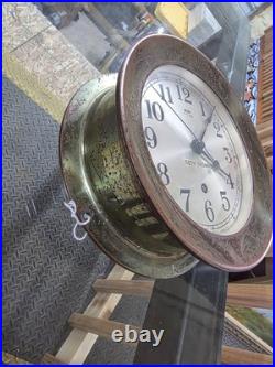 Antique Seth Thomas Ship's Clock Works Great WW2 US Navy 5195