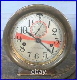 Antique Seth Thomas Ships Clock With Orange Stripe