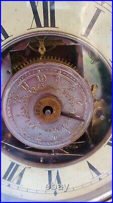 Antique Seth Thomas Shultz Watchman's Clock Pat. 1876 with Key for Parts / Repair
