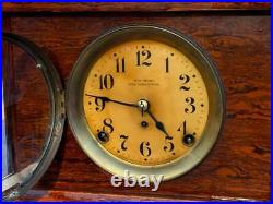 Antique Seth Thomas Sonora 2 Bell Red Adamantine Mantle Shelf Chime Clock Runs