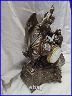 Antique Seth Thomas & Sons Angel & Child Mantel 16in. T Bronze Color Clock