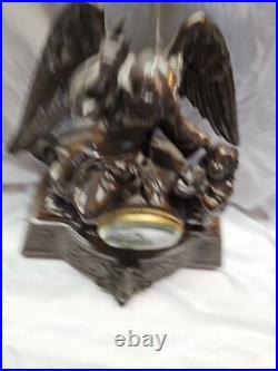 Antique Seth Thomas & Sons Angel & Child Mantel 16in. T Bronze Color Clock