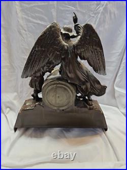 Antique Seth Thomas & Sons Angel & Child Mantel 16in. T Bronze Color Clock