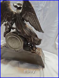Antique Seth Thomas & Sons Angel & Child Mantel 16in. T Bronze Color Clock