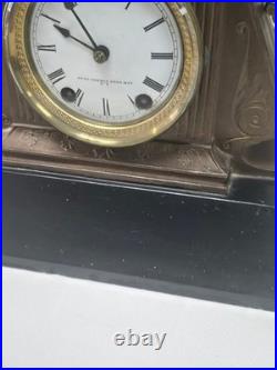 Antique Seth Thomas & Sons Orio Figural Clock 1870s Bronze Sculpture Works